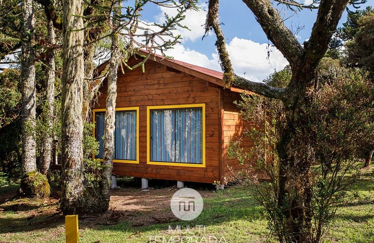 Cabana Sinais: banheira e vista da cama incrível!